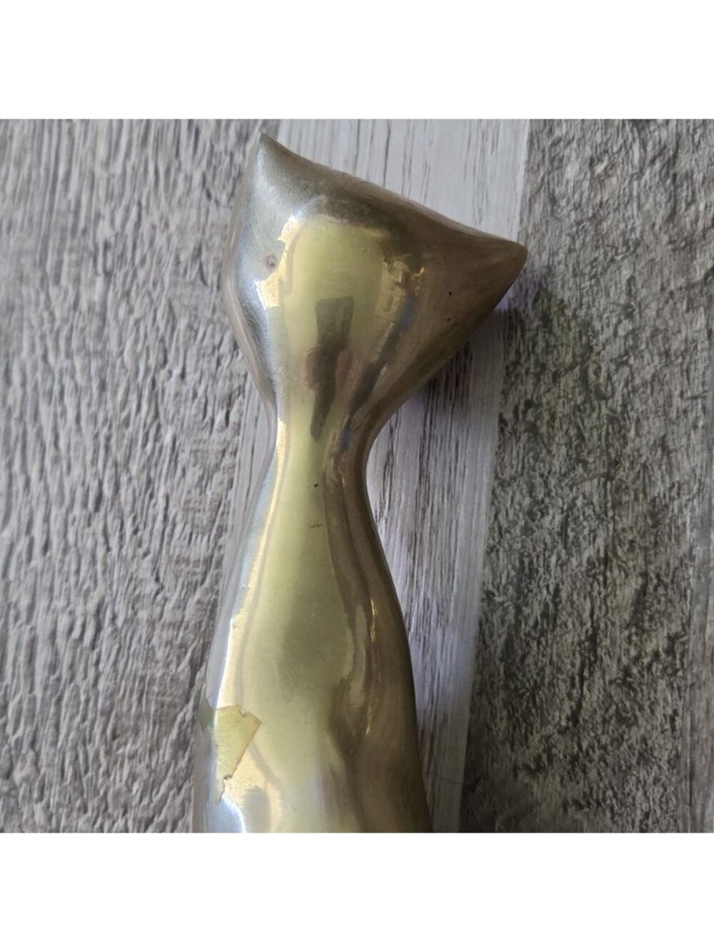 Vintage 1960s Solid Brass Cat Figurine Mid Century Modern MCM Decor Statue 4" - Picture 7 of 12